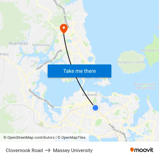 Clovernook Road to Massey University map