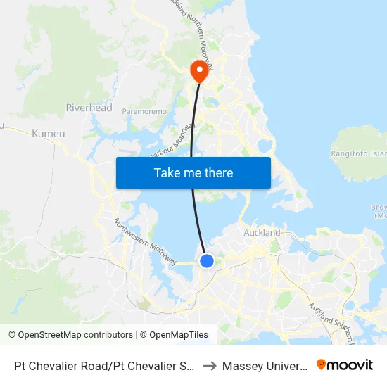Pt Chevalier Road/Pt Chevalier Shops to Massey University map
