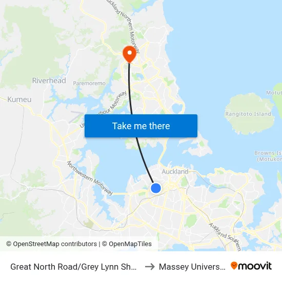 Great North Road/Grey Lynn Shops to Massey University map