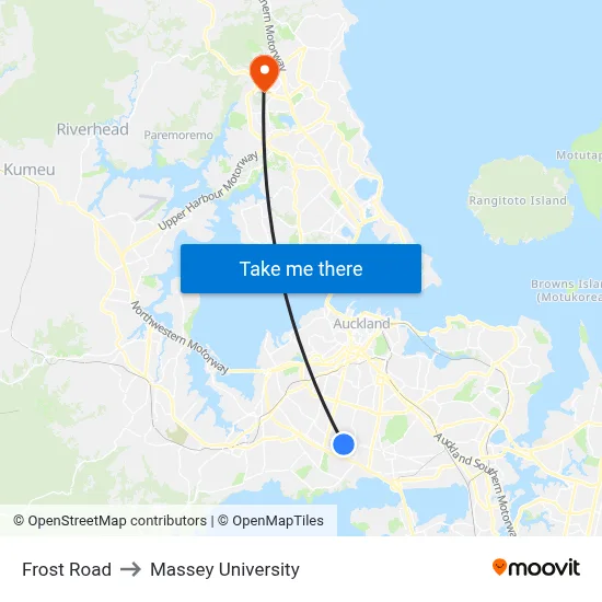 Frost Road to Massey University map