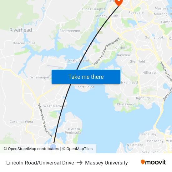 Lincoln Road/Universal Drive to Massey University map
