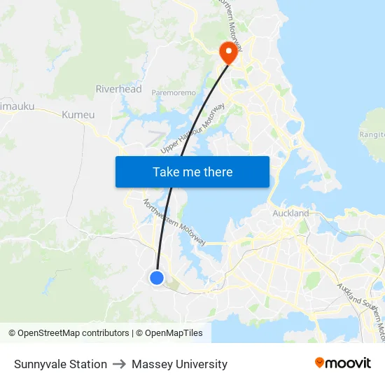 Sunnyvale Station to Massey University map