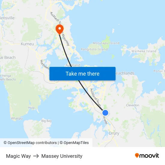 Magic Way to Massey University map