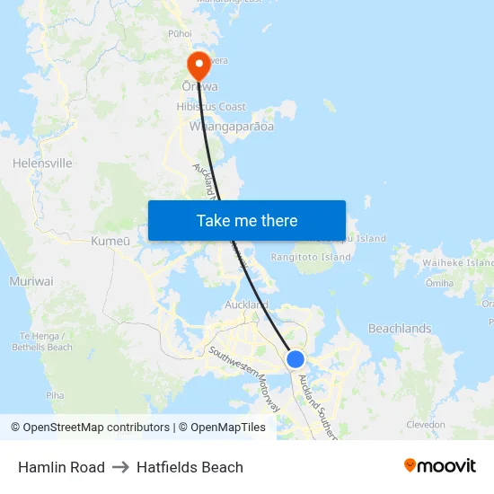 Hamlin Road to Hatfields Beach map