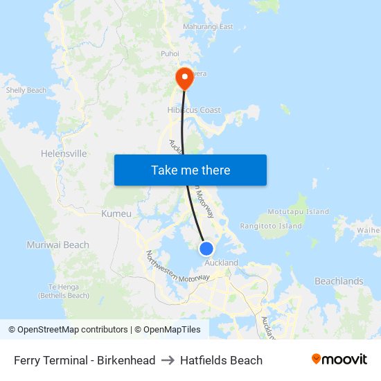 Ferry Terminal - Birkenhead to Hatfields Beach map