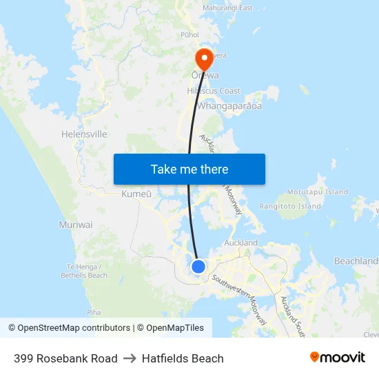399 Rosebank Road to Hatfields Beach map