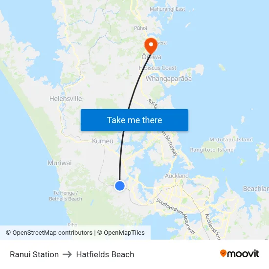 Ranui Station to Hatfields Beach map