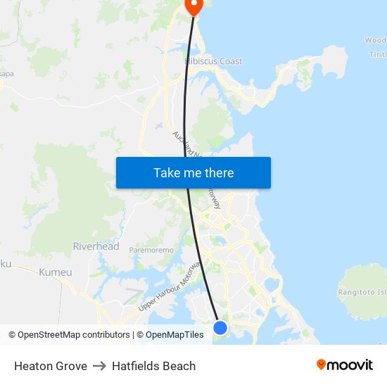 Heaton Grove to Hatfields Beach map