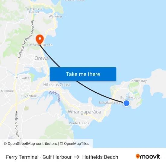 Ferry Terminal - Gulf Harbour to Hatfields Beach map