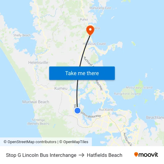 Stop G Lincoln Bus Interchange to Hatfields Beach map