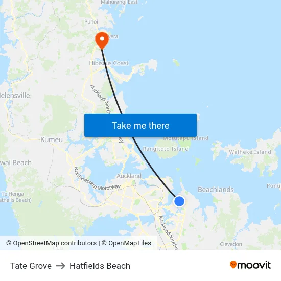 Tate Grove to Hatfields Beach map