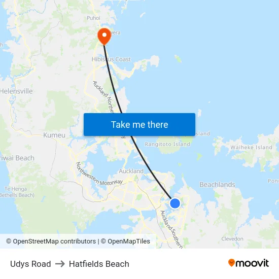 Udys Road to Hatfields Beach map