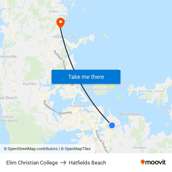 Elim Christian College to Hatfields Beach map