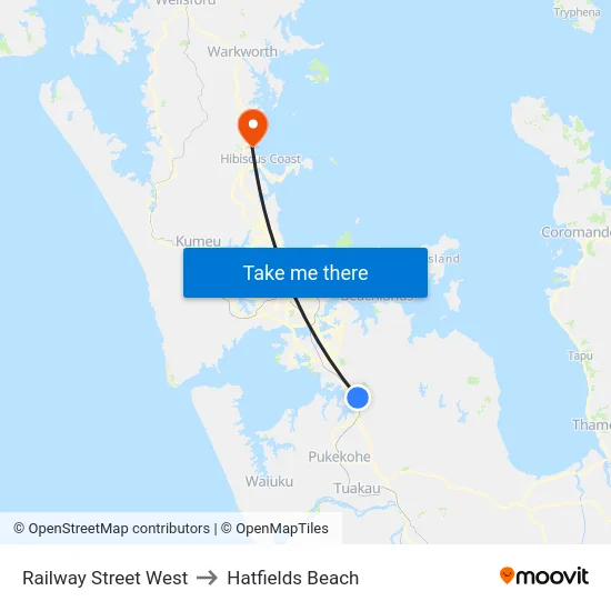 Railway Street West to Hatfields Beach map