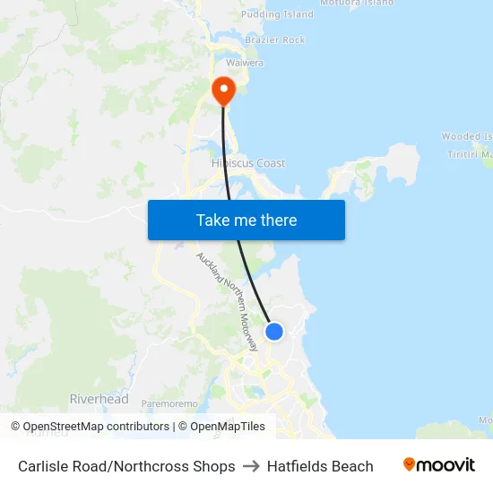 Carlisle Road/Northcross Shops to Hatfields Beach map
