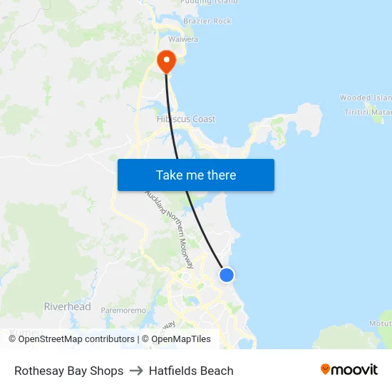 Rothesay Bay Shops to Hatfields Beach map