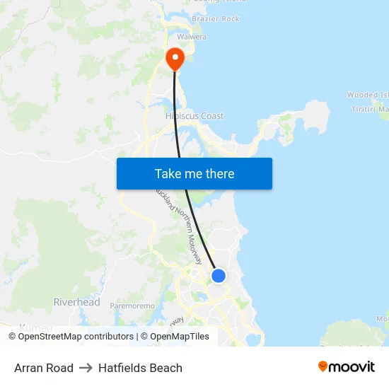 Arran Road to Hatfields Beach map