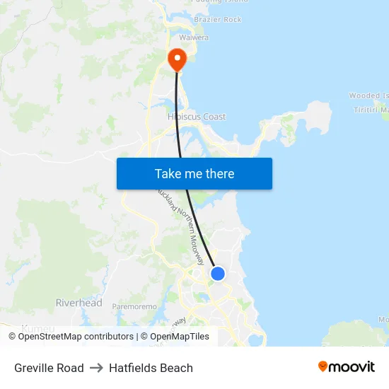 Greville Road to Hatfields Beach map