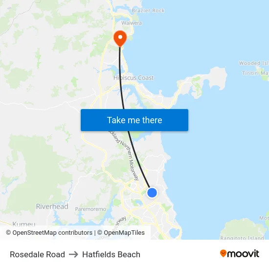 Rosedale Road to Hatfields Beach map