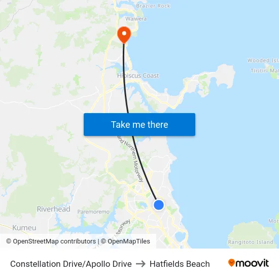 Constellation Drive/Apollo Drive to Hatfields Beach map