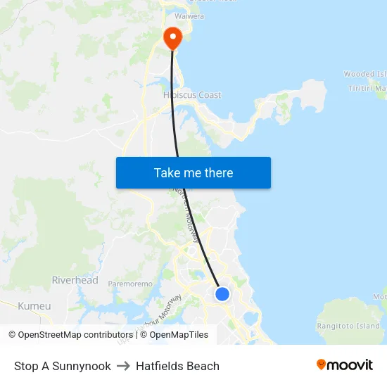 Stop A Sunnynook to Hatfields Beach map