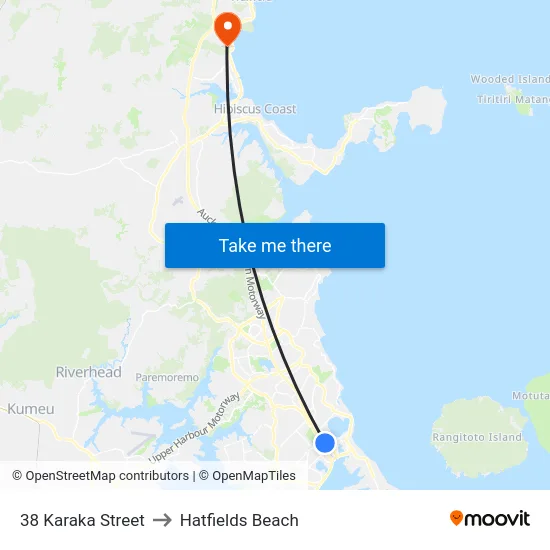 38 Karaka Street to Hatfields Beach map