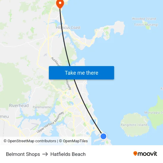 Belmont Shops to Hatfields Beach map