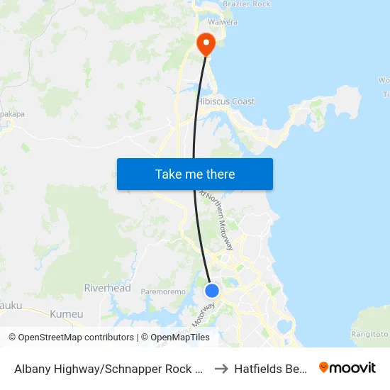 Albany Highway/Schnapper Rock Road to Hatfields Beach map