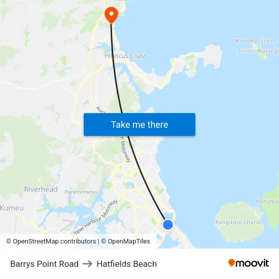 Barrys Point Road to Hatfields Beach map