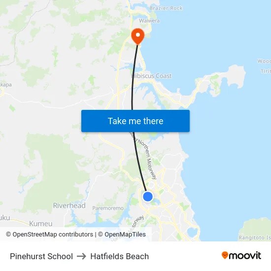 Pinehurst School to Hatfields Beach map