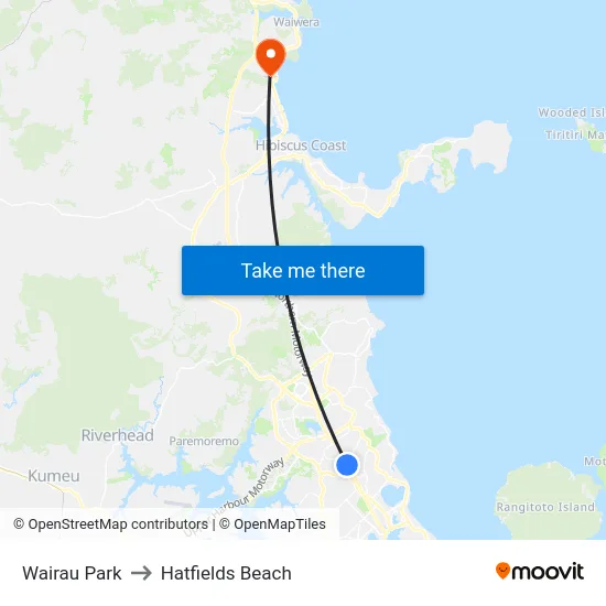 Wairau Park to Hatfields Beach map
