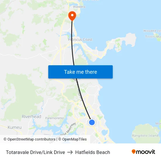 Totaravale Drive/Link Drive to Hatfields Beach map