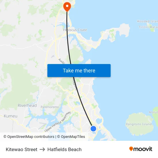 Kitewao Street to Hatfields Beach map