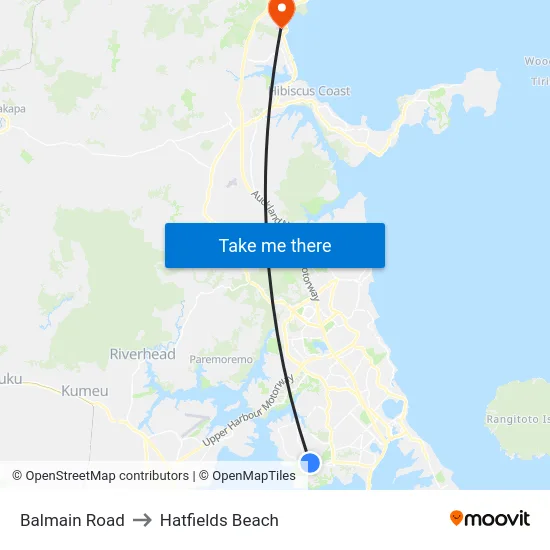 Balmain Road to Hatfields Beach map