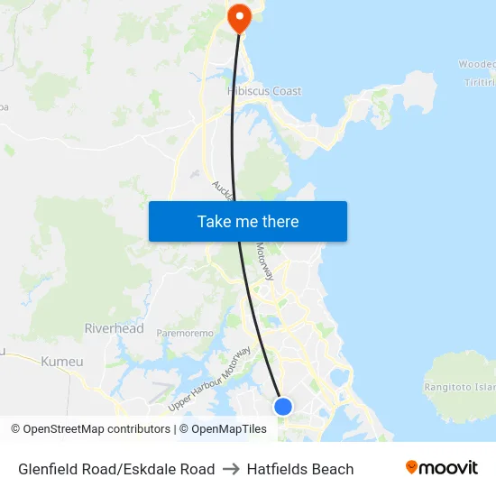 Glenfield Road/Eskdale Road to Hatfields Beach map