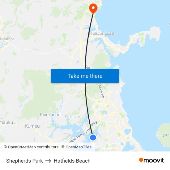 Shepherds Park to Hatfields Beach map