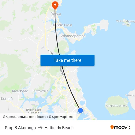 Stop B Akoranga to Hatfields Beach map