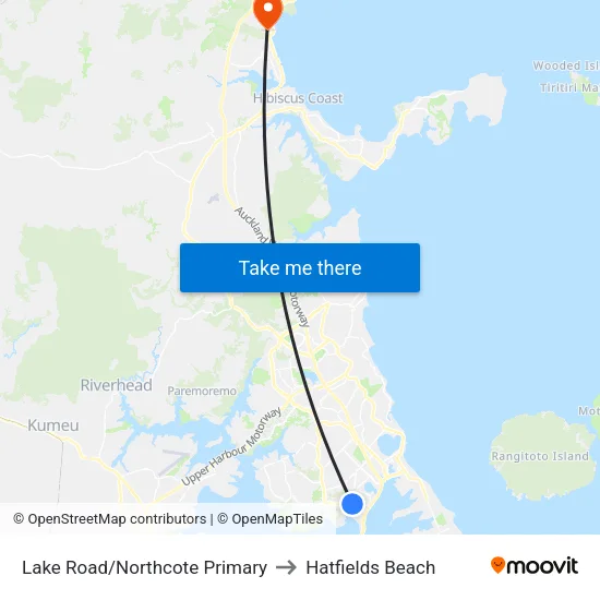 Lake Road/Northcote Primary to Hatfields Beach map