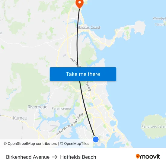 Birkenhead Avenue to Hatfields Beach map