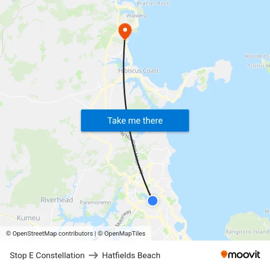 Stop E Constellation to Hatfields Beach map