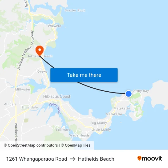 1261 Whangaparaoa Road to Hatfields Beach map