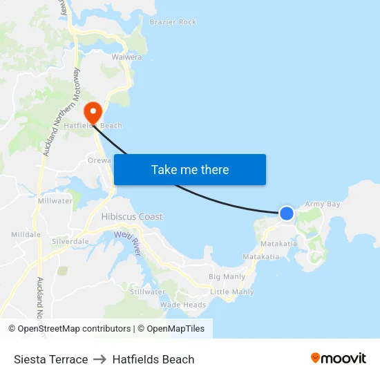 Siesta Terrace to Hatfields Beach map