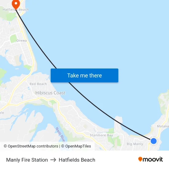 Manly Fire Station to Hatfields Beach map