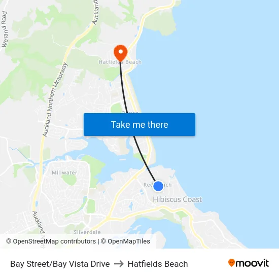 Bay Street/Bay Vista Drive to Hatfields Beach map