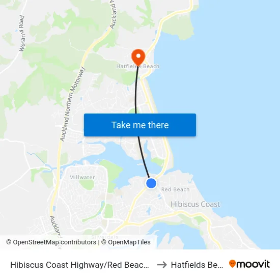 Hibiscus Coast Highway/Red Beach Road to Hatfields Beach map