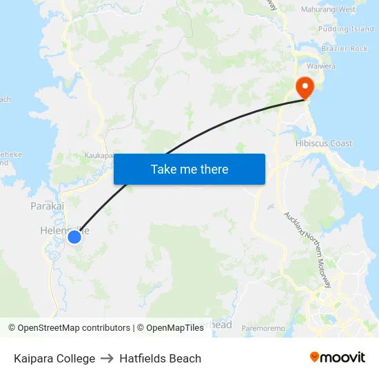 Kaipara College to Hatfields Beach map