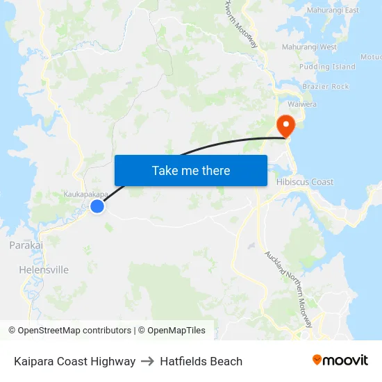 Kaipara Coast Highway to Hatfields Beach map