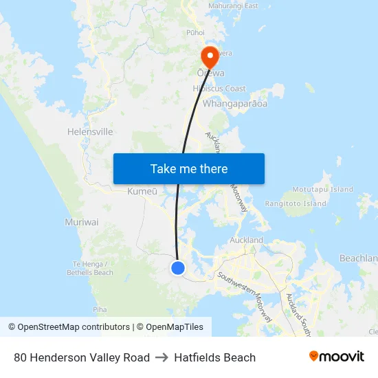 80 Henderson Valley Road to Hatfields Beach map