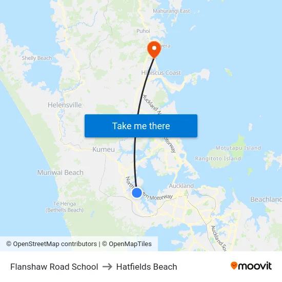 Flanshaw Road School to Hatfields Beach map