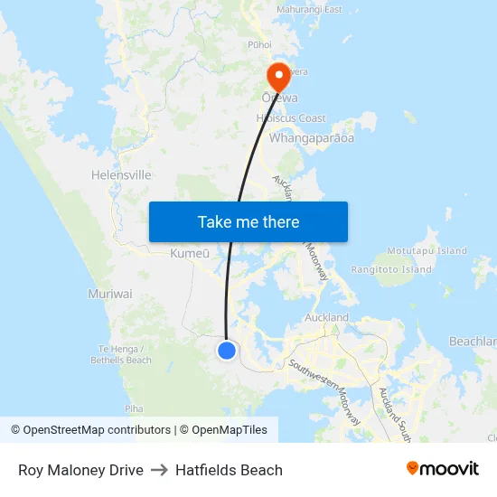 Roy Maloney Drive to Hatfields Beach map